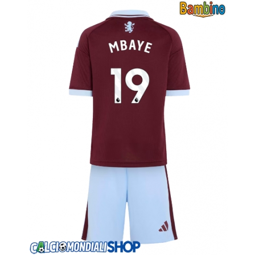 Maglie da calcio Aston Villa Ibrahim Mbaye #19 Prima Maglia Bambino 2026-27 Manica Corta + Pantaloni corti)